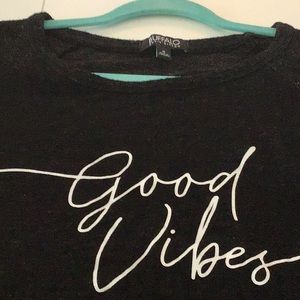Buffalo David Bitton Top Womens S Black Gray Good Vibes Relaxed Sweatshirt NEW